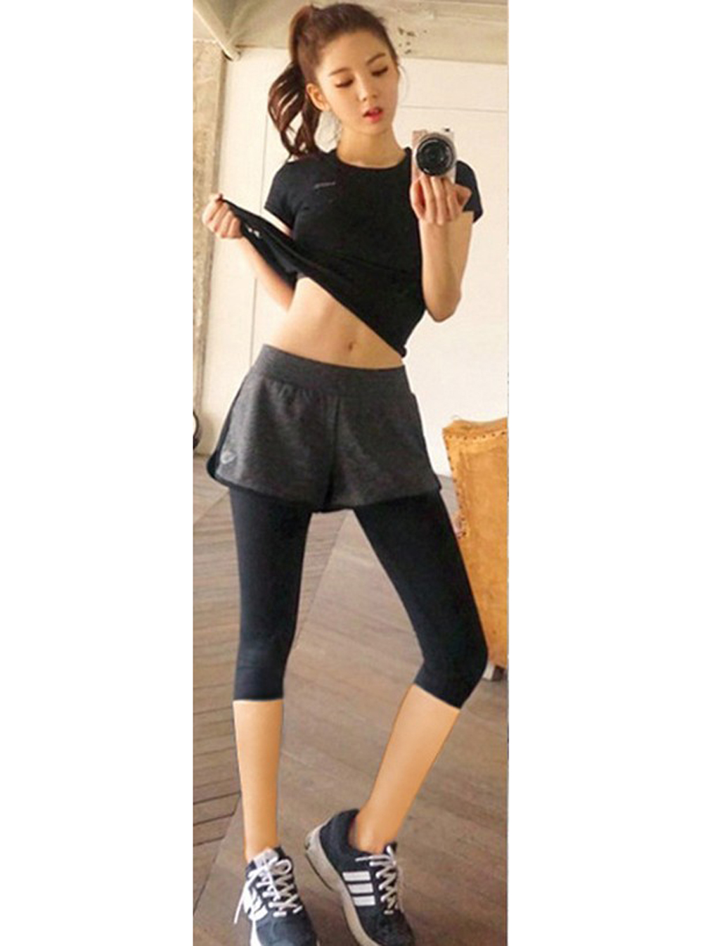 YG1001-2  Womens Yoga 2 Pieces Sets  Breathable Fitness Sports Suits